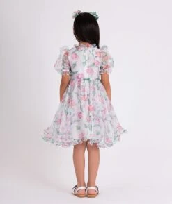 Girls Organza Ruffle Rose Dress In White 10 Girls Organza Ruffle Rose Dress In White -Monna Clothing Shop 1Q1A4454