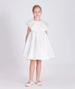 Girls Flared Special Occasiom Dress With Bolero In White -Monna Clothing Shop 1Q1A5082