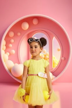Monnalisa Girls Tulle Dress In Yellow -Monna Clothing Shop 3