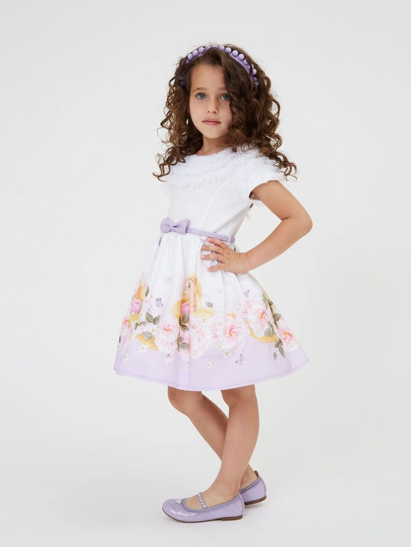 Monnalisa Girls Floral Princess Dress In Purple 4 Monnalisa Girls Floral Princess Dress In Purple - Image 2