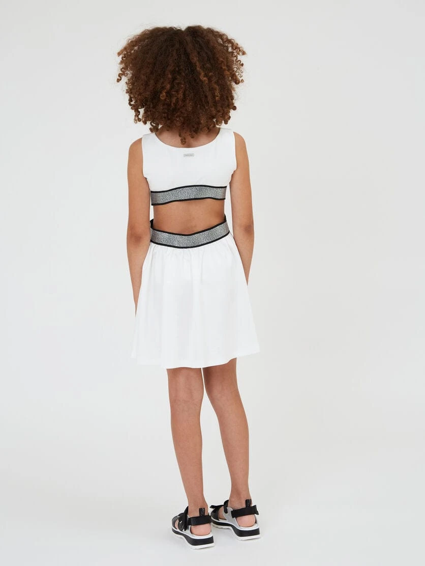 Monnalisa Girls Cut Out Punto Dress In White 5 Monnalisa Girls Cut Out Punto Dress In White - Image 3