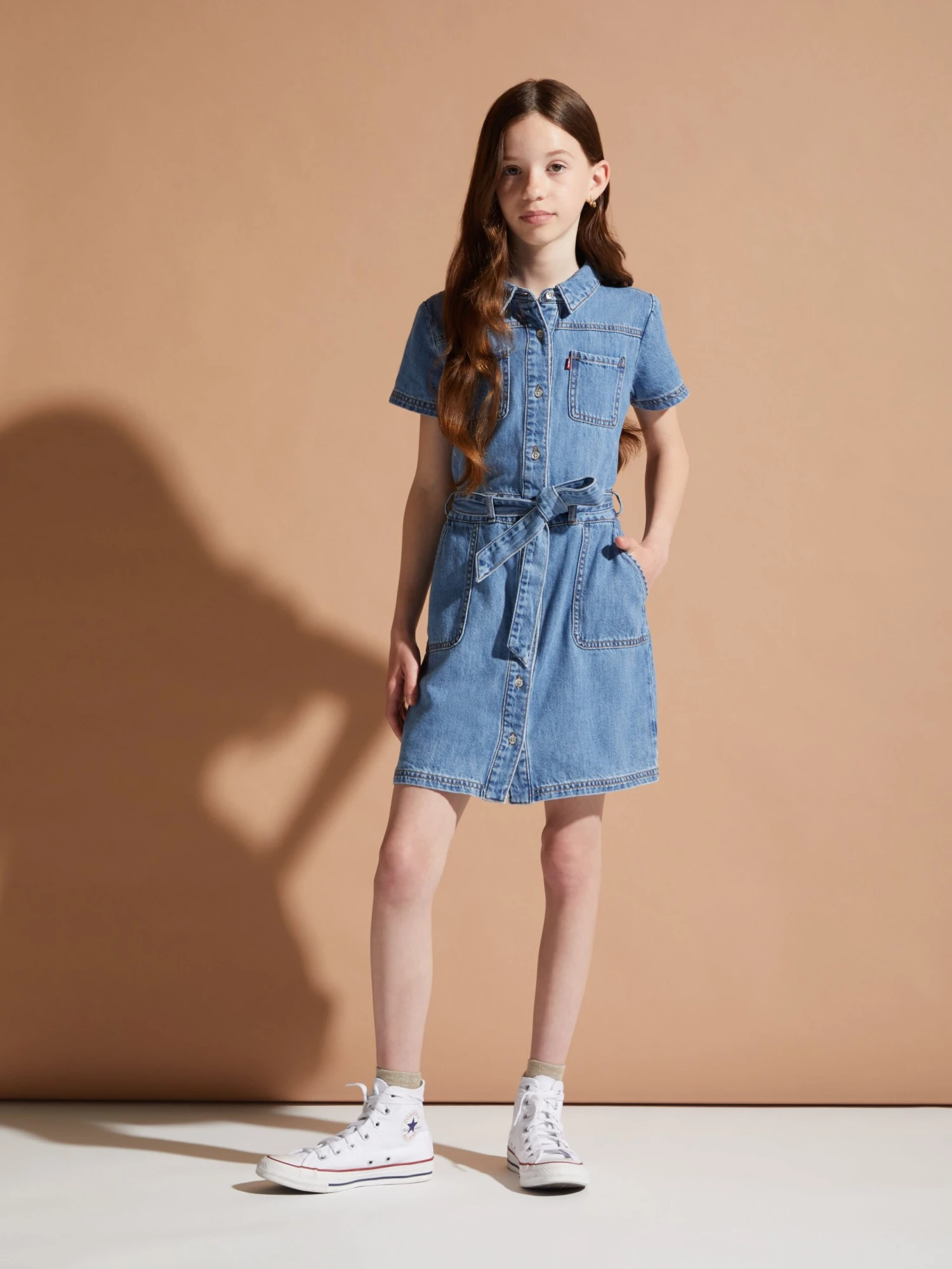 Girls Organic Utility Dress In Blue 4 Girls Organic Utility Dress In Blue - Image 2