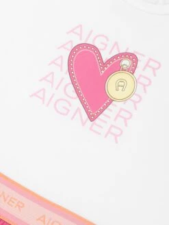 Aigner Girls T-Shirt Dress In White -Monna Clothing Shop AIGS4005 BRIGHT WHITE 3