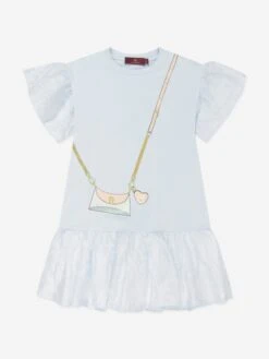 Aigner Girls Bag Print Dress In Blue