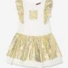 Aigner Girls Metallic Logo Dress In White 2 Aigner Girls Metallic Logo Dress In White -Monna Clothing Shop AIGS4025 SNOW WHITE 1