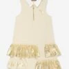 Aigner Girls Sleeveless Ruffle Dress In Beige -Monna Clothing Shop AIGS4026 OYSTER GRAY 1