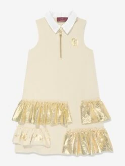 Aigner Girls Sleeveless Ruffle Dress In Beige