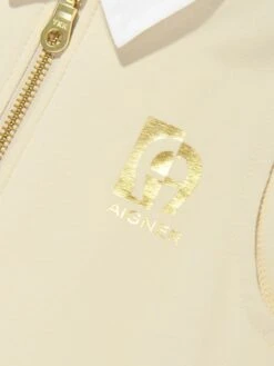 Aigner Girls Sleeveless Ruffle Dress In Beige -Monna Clothing Shop AIGS4026 OYSTER GRAY 3