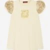 Aigner Girls Logo T-Shirt Dress In Beige -Monna Clothing Shop AIGS4028 OYSTER GRAY 1