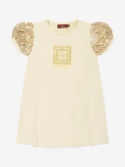 Aigner Girls Logo T-Shirt Dress In Beige