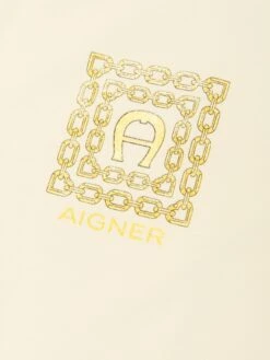 Aigner Girls Logo T-Shirt Dress In Beige -Monna Clothing Shop AIGS4028 OYSTER GRAY 3