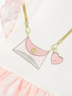 Aigner Baby Girls Bag Print Dress In White -Monna Clothing Shop AIGS4079 SNOW WHITE 3