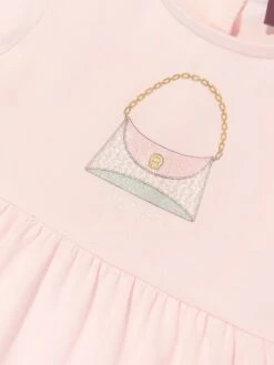 Aigner Baby Girls Bag Print Dress In Pink -Monna Clothing Shop AIGS4084 PINK DOGWOOD 3