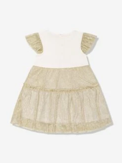 Aigner Baby Girls Tulle Logo Dress In White -Monna Clothing Shop AIGS4087 SNOW WHITE 2