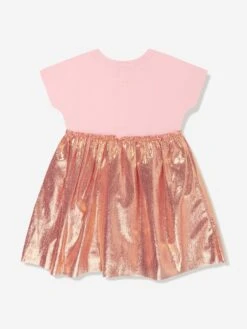 Aigner Baby Girls Metallic Logo Dress In Pink -Monna Clothing Shop AIGS4089 TICKLED PINK 2