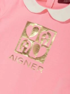 Aigner Baby Girls Logo Print Dress In Pink -Monna Clothing Shop AIGS4092 DIANTHUS 3