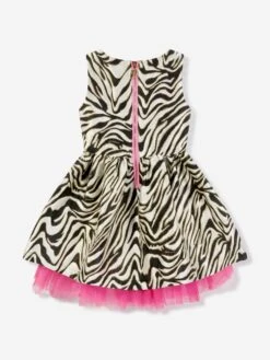 Girls Monty Zebra Dress In Multicolour -Monna Clothing Shop ANGA3046 WHITE BLACK 2