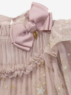 Girls Myrtle Star Dress In Beige -Monna Clothing Shop ANGA3048 CHAMPAGNE 3