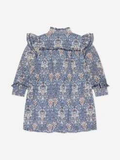 Girls Tabatha Printed Dress In Blue -Monna Clothing Shop ANGA3072 NAVY 2