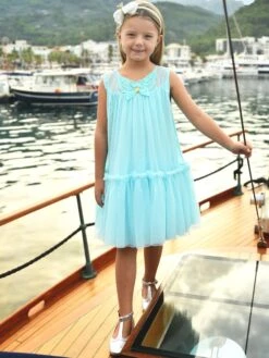 Girls Caria Sleeveless Butterfly Dress In Blue 8 Girls Caria Sleeveless Butterfly Dress In Blue -Monna Clothing Shop ANGS4021 BLUE 2