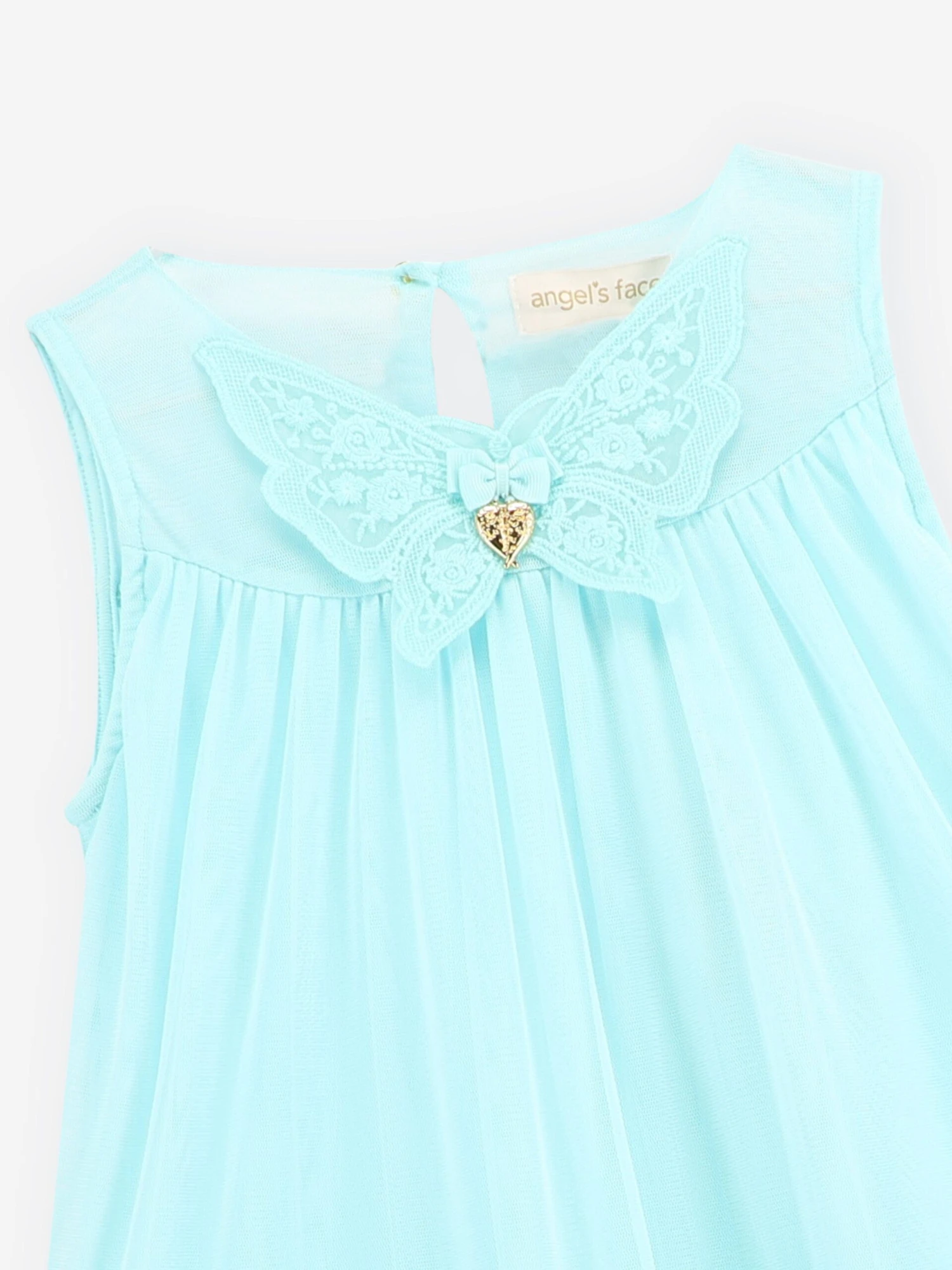 Girls Caria Sleeveless Butterfly Dress In Blue 6 Girls Caria Sleeveless Butterfly Dress In Blue - Image 4