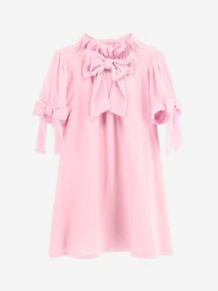 Girls Fernie Bow Trim Dress In Pink