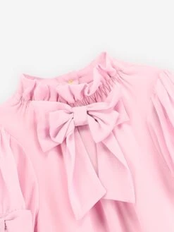 Girls Fernie Bow Trim Dress In Pink 10 Girls Fernie Bow Trim Dress In Pink -Monna Clothing Shop ANGS4026 PINK 4