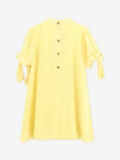 Girls Fernie Bow Trim Dress In Yellow -Monna Clothing Shop ANGS4027 YELLOW 3