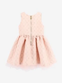 Girls Monty Flower Jacquard Dress In Pink -Monna Clothing Shop ANGS4034 PINK 3