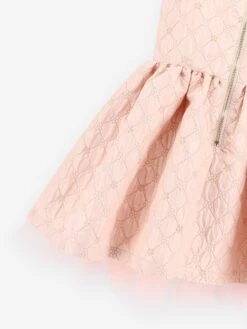 Girls Monty Flower Jacquard Dress In Pink -Monna Clothing Shop ANGS4034 PINK 5