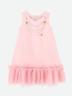 Girls Texas Necklace Dress In Pink