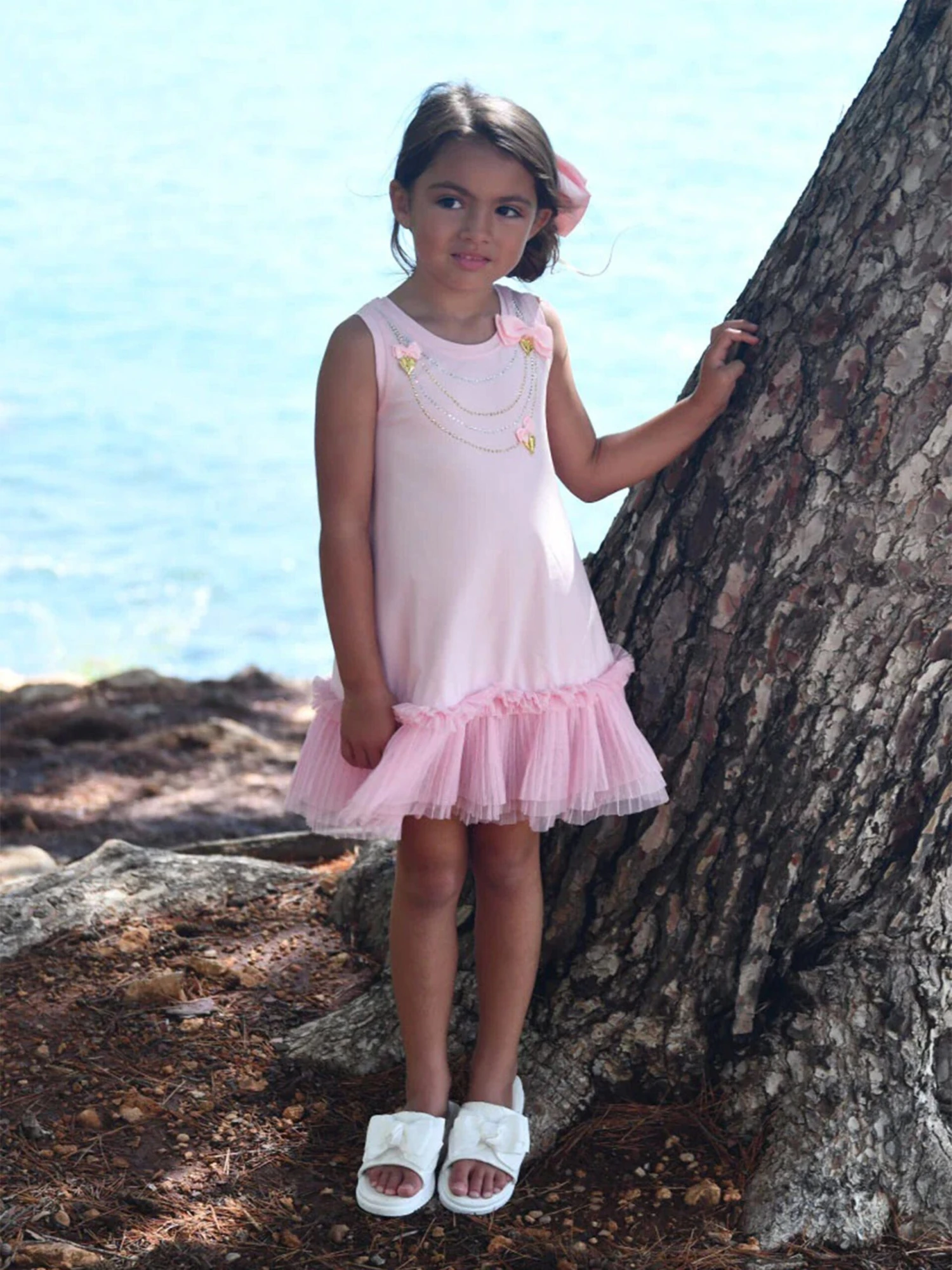 Girls Texas Necklace Dress In Pink 4 Girls Texas Necklace Dress In Pink - Image 2