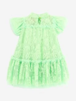 Girls Vida Lace Dress In Green -Monna Clothing Shop ANGS4039 GREEN 3