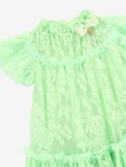 Girls Vida Lace Dress In Green -Monna Clothing Shop ANGS4039 GREEN 4