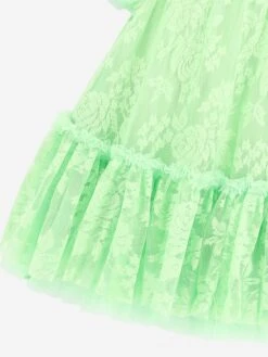Girls Vida Lace Dress In Green -Monna Clothing Shop ANGS4039 GREEN 5