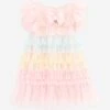Girls Waterfall Ruffle Dress In Pink -Monna Clothing Shop ANGS4040 PINK 1