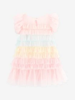 Girls Waterfall Ruffle Dress In Pink 9 Girls Waterfall Ruffle Dress In Pink -Monna Clothing Shop ANGS4040 PINK 2