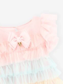 Girls Waterfall Ruffle Dress In Pink 10 Girls Waterfall Ruffle Dress In Pink -Monna Clothing Shop ANGS4040 PINK 3
