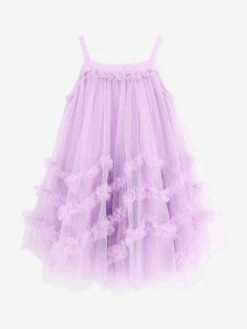 Girls Zigzag Tulle Dress In Purple -Monna Clothing Shop ANGS4041 PURPLE 2