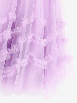 Girls Zigzag Tulle Dress In Purple -Monna Clothing Shop ANGS4041 PURPLE 4