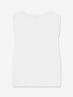 Emporio Armani Girls Sleeveless Logo Dress In White -Monna Clothing Shop ARMS3076 0100 2