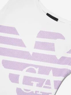 Emporio Armani Girls Sleeveless Logo Dress In White -Monna Clothing Shop ARMS3076 0100 3