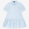 Emporio Armani Girls Logo Shirt Dress In Blue -Monna Clothing Shop ARMS4015 BLUE 1