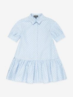 Emporio Armani Girls Logo Shirt Dress In Blue