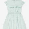 Emporio Armani Girls Striped Frill Dress In Green -Monna Clothing Shop ARMS4016 GREEN 1