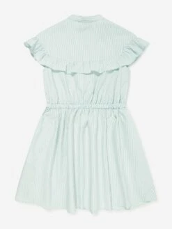 Emporio Armani Girls Striped Frill Dress In Green -Monna Clothing Shop ARMS4016 GREEN 2