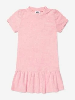 Girls Towelling Mini Dress In Pink