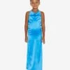 Girls Backless Satin Maxi Dress In Blue -Monna Clothing Shop AYAA3008 BLUE 2