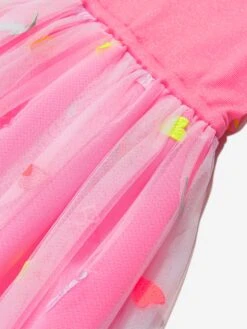 Billieblush Girls Embroidered Tulle Dress In Pink -Monna Clothing Shop BILS4007 FUSCHIA 4