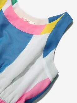 Billieblush Girls Striped Crepe Dress In Multicolour -Monna Clothing Shop BILS4008 WHITE 3